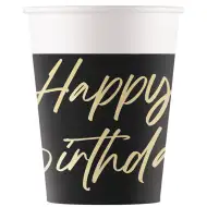Set de 8 pahare de hârtie elegante cu inscripția „Happy Birthday”, 200ml