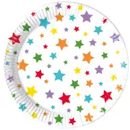 Set de farfurii de hârtie cu 8 bucăți, model cu stele, de 20 cm