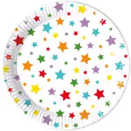 Set de farfurii de hârtie cu 8 bucăți, model cu stele, de 23 cm