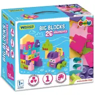 Set mare de blocuri de construcție cu elemente roz, 26 de piese - Wader