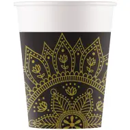 Set pahare de hârtie mandala negru-auriu 8 bucăți 200ml