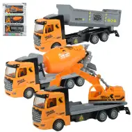 Șofer de camion: Set de 3 camioane de construcții cu roți duble de 19 cm.