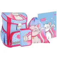 Spirit: White Cat ghiozdan cu pisică albă, set de 5 bucăți 38x17x28cm