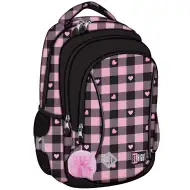 St.Right ghiozdan școlar, rucsac roz-negru cu model de inimioare BP26 39x27x17cm