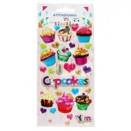 The Littlies: Set de autocolante 3D pufos cu model de briose, 10x22 cm