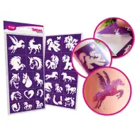 TyToo: Set de șabloane pentru tatuaje cu sclipici – Cai și ponei, 25 bucăți