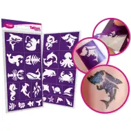 TyToo: Set șabloane pentru tatuaj cu sclipici animale marine, 26 bucăți