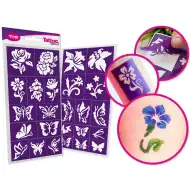 TyToo: Set șabloane pentru tatuaje cu sclipici - Flori, 24 buc