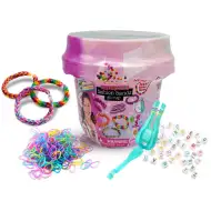 WeCool: Set pentru crearea brățărilor DIY cu elastice și mărgele, într-un recipient tip pahar.