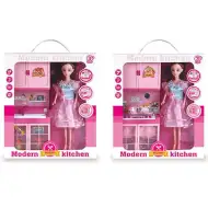 Bucătărie pink cu păpușă, sunete și lumini două variante