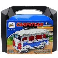 Campervan autobuz model jucărie de construcție metal 348 bucăți set în valiză