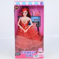 Comely Girl 28cm păpușă de modă în haină culoarea roșie cu accesorii