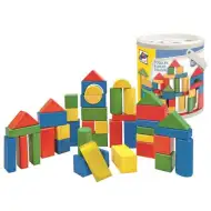 Cuburi lemn set 50 bucăţi cu cutie - Woodyland