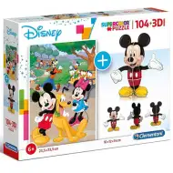 Disney: Mickey Mouse 104 bucăți puzzle + 3D Mickey model - Clementoni