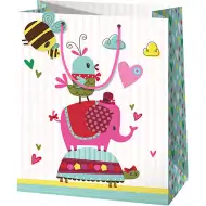 Elefant pink pungă cadou mijlocie 18x10x23cm