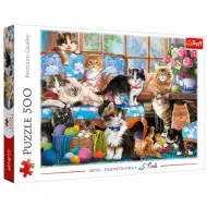 Familia de pisici 500 de bucăți puzzle - Trefl