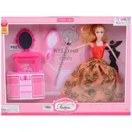 Fashion Girl: Set păpușă de modă cu masă de machiaj și piaptănă 30cm