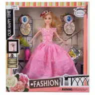 Fashion păpușă cu pălărie, în haine bal roz cu accesori 29cm