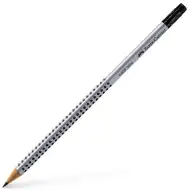 Faber-Castell: Grip creion grafit HB argintiu cu radieră