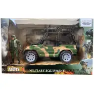 Jeep militar cu figurină și accesorii