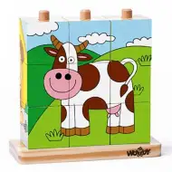 Jucărie de lemn cuburi animale