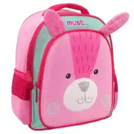 Must: Iepure 3D model rucsac pentru grădiniță două compartimente 27x10x31cm
