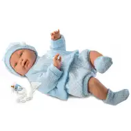 Păpuşă bebeluş asiatic în haine albastru 45cm