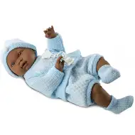 Păpuşă bebeluş creol în haine albastru 45cm