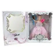 Păpușă cu rochie de mireasă culoarea roz cu accesorii 30cm