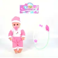 Păpușă cu rochie roz și stetoscop 31cm