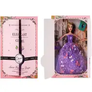 Păpușă de modă elegantă cu accesorii în haine mov 30cm