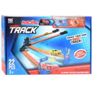 Power Track: 22 bucăți Set pistă de curse cu intersecție și 2 mașini mici 1/64