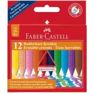 Cretă cerată set 12 bucăţi care se poate şterge - Faber-Castell