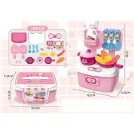 Set bucătărie de joacă pink se poate transporta 18 bucăți