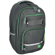 Spirit: Campus ghiozdan rotunjit gri si verde, rucsac 46x33x22cm