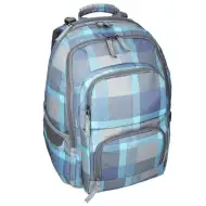 Spirit: E-Bag ghiozdan rotunjit în carouri albastre, rucsac 46x34x22cm