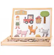 Tabel magnetic două părți cu animale set cu ramă din lemn - Woodyland