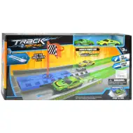 Track Racing: Pista de curse de accelerație cu steag de sosire și 2 mașini mici 1/64