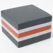 Carnet în culorile negru-alb-portocaliu, dimensiuni 8,5x8,5x4 cm