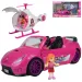 Fashion Sport Car: Set de mașină sport roz cu lumină și sunet, cu elicopter.