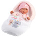 Llorens: Chloe, păpușă care plânge, de 38 cm, cu sac de dormit.