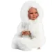 Llorens: Luka, păpușă zâmbitoare de 45 cm cu suzetă, în haină de catifea albă