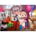 Masha și Ursul petrecere surpriză puzzle maxi de podea 60 piese 70x50cm - Lisciani