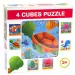 Puzzle pentru bebelusi cu animale de mare 4 bucati 