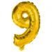 Numeroase baloane din folie de culoare aurie – numărul 9, 32 cm