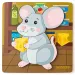 Puzzle pentru bebeluși cu 5 piese din lemn cu tematică de șoarece - Woodyland
