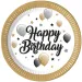 Set de 8 farfurii de hârtie elegante cu inscripția „Happy Birthday”