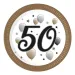 Set de 8 farfurii de hârtie inscripționate "50 de ani", 23 cm