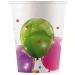 Set de 8 pahare de hârtie cu baloane colorate, 200ml