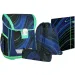 Spirit: Blue Stripes dungi albastre-verzi pe fundal negru ghiozdan, rucsac set de 4 bucăți 41x20x32cm